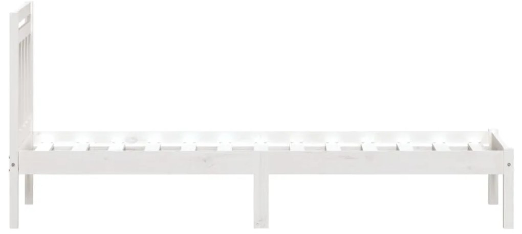 Estrutura de cama solteiro 90x190 cm madeira maciça branco