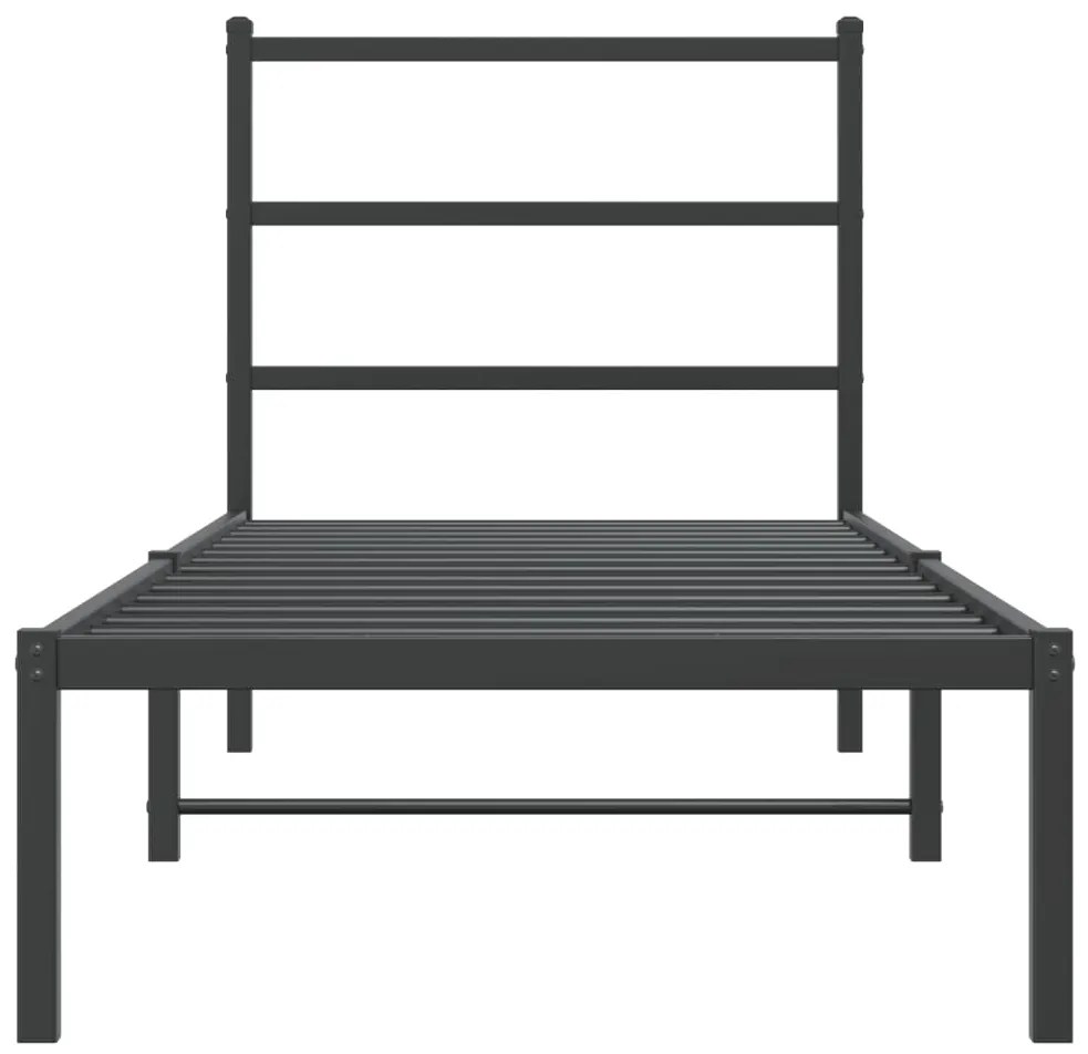 Estrutura de cama metal s/ colchão c/ cabeceira 75x190 cm preto
