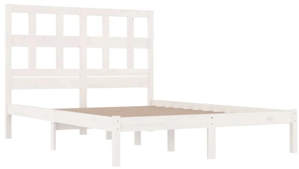 Cama sem colchão 160x200 cm madeira de pinho maciça branco