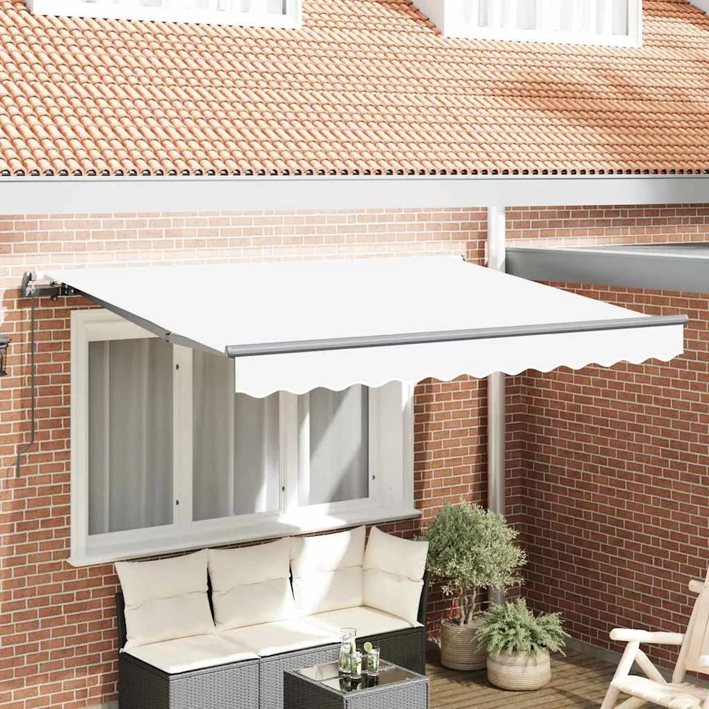 vidaXL Toldo Retrátil Branco 350 x 200 cm tecido