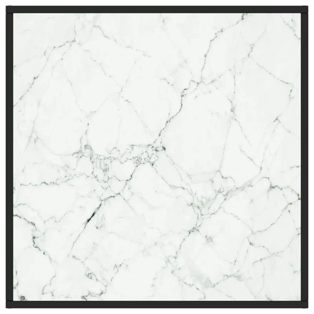 Mesa de centro 80x80x35 cm vidro mármore branco