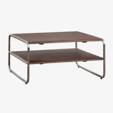 Mesa De Centro Em Madeira De Acácia E Aço Inoxidável Altrex 60 X 60 Cm & Castanho-acácia Escuro - Sklum