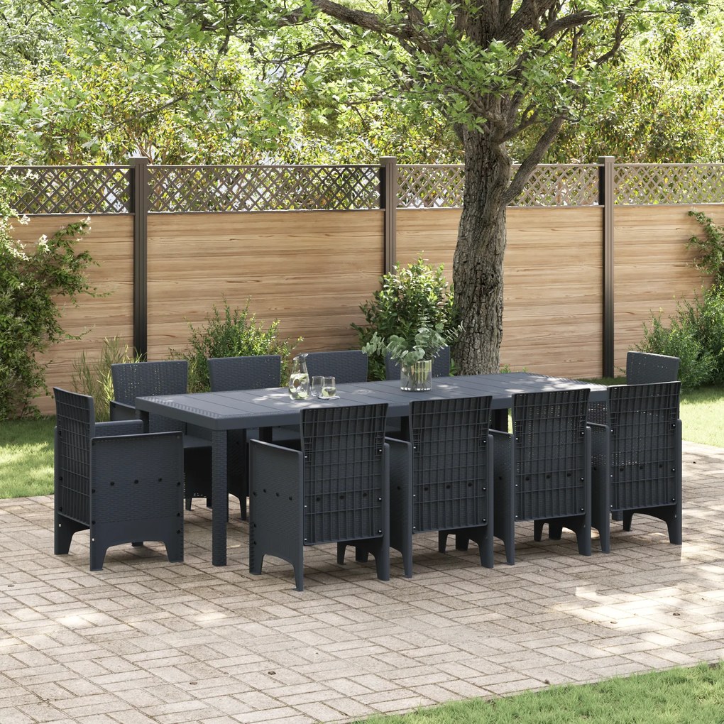 Conjunto de Jantar de 11 Peças Antracite Polirattan
