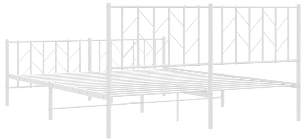 Estrutura de cama com cabeceira e pés 160x200 cm metal branco