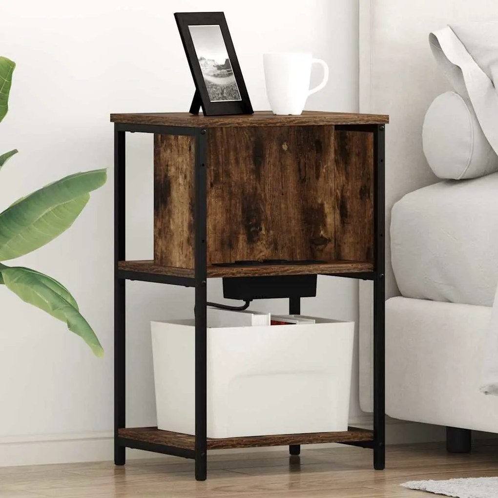vidaXL Armário de Cabeceira 2 pcs Carvalho fumado 38 x 31 x 61 cm