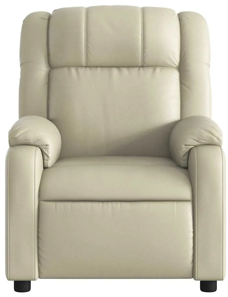 Poltrona de massagens reclinável couro artificial cor creme