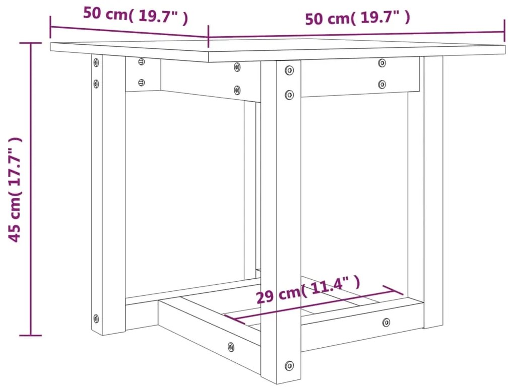 Mesa de centro 50x50x45 cm pinho maciço branco