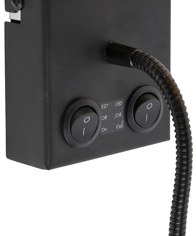 Candeeiro de Parede Inteligente Preto com Abajur em Veludo Cinzento Escuro Incl. Wifi A60 - Stacca