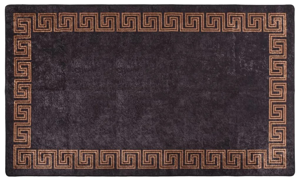 Tapete lavável antiderrapante 190x300 cm preto e dourado