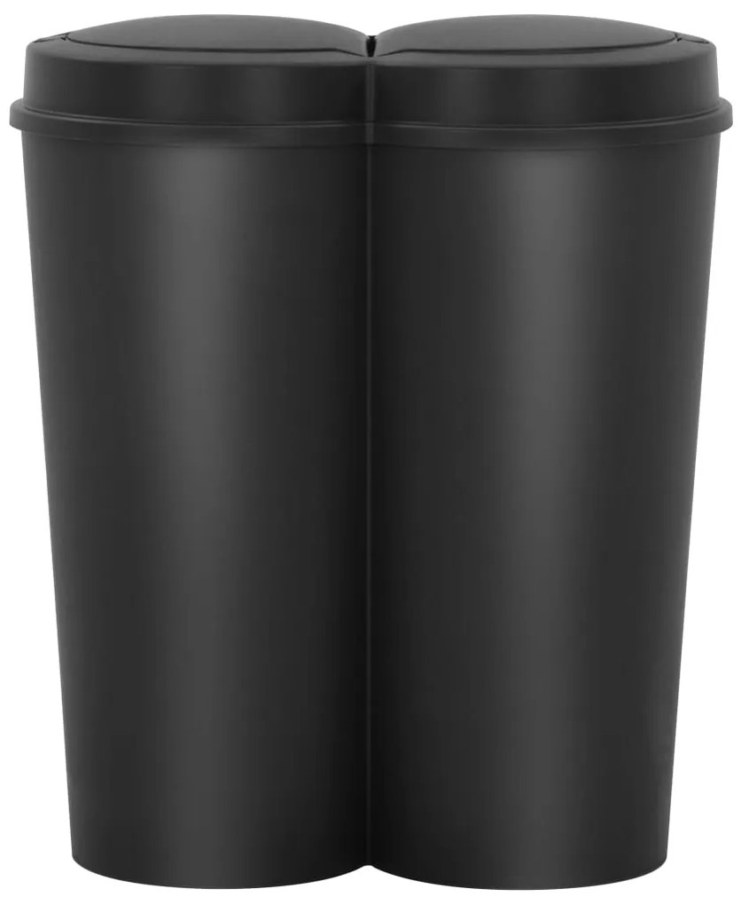 Caixote de lixo duplo 50 L preto