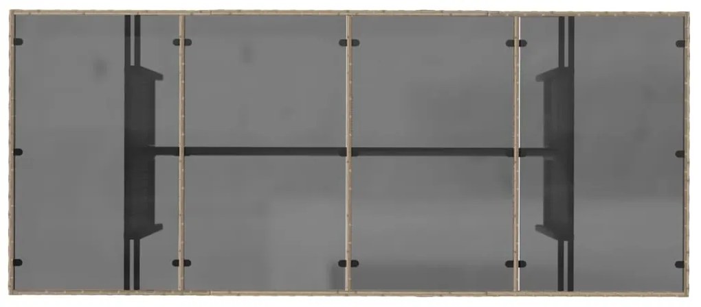 Mesa de jardim com tampo de vidro 190x80x75 cm vime PE bege