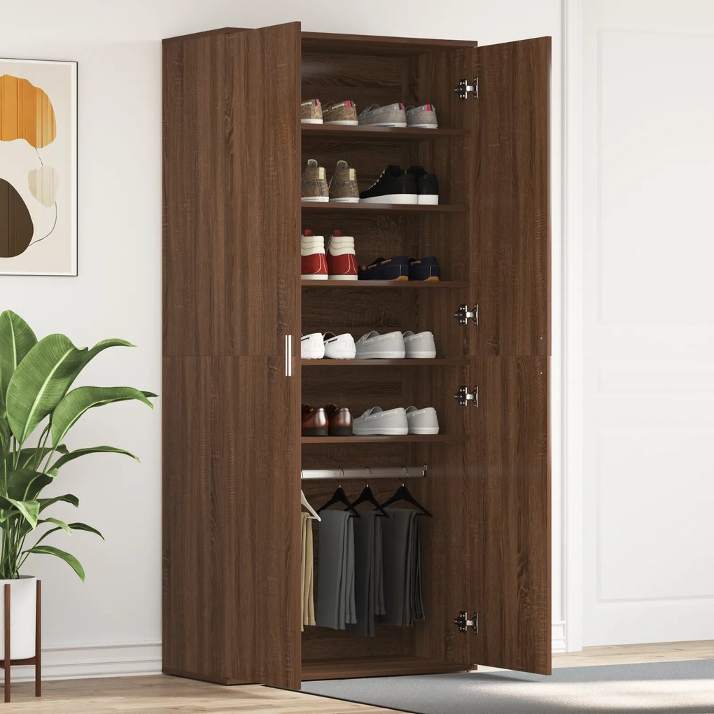 Cabide de Sapatos Carvalho Castanho 80x39x180 cm Madeira Engenharia