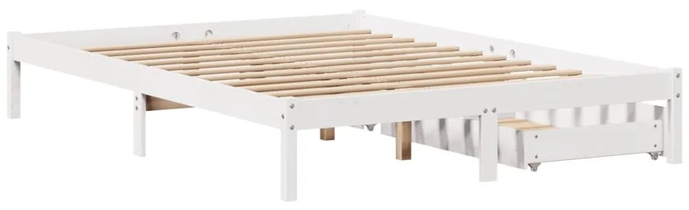 Cama sem colchão 150x200 cm madeira de pinho maciça branco