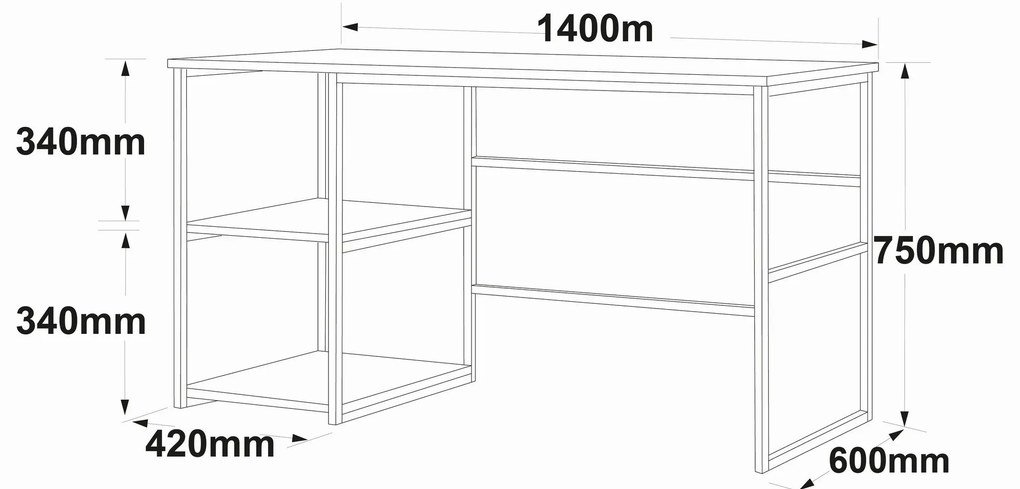 Secretária de Estudo "Boston" – Pinho Atlântico, 140x60x75 cm, Design