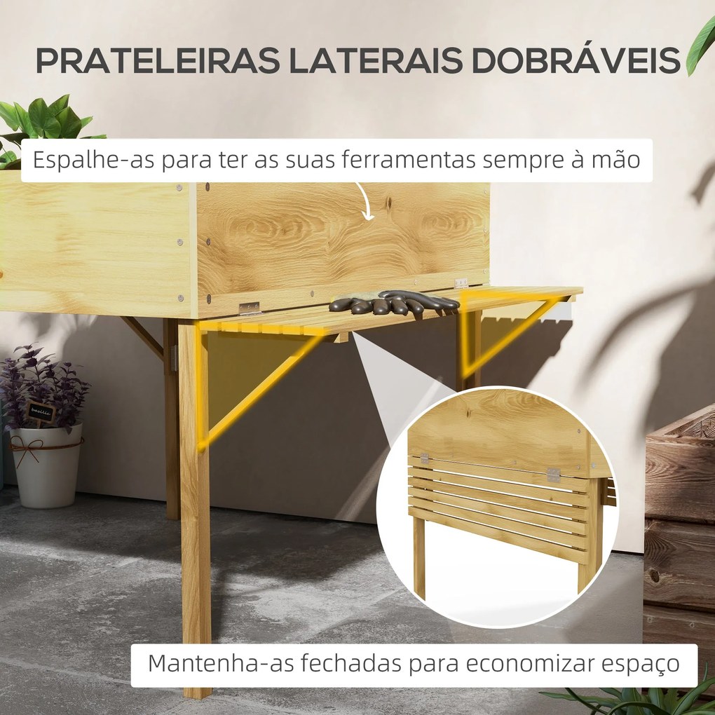 Outsunny Horta Elevada de Madeira Horta Urbana Mesa de Cultivo 122x91,