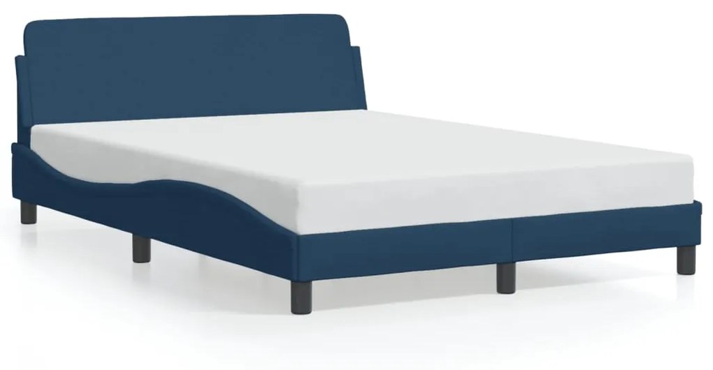 Estrutura de cama c/ cabeceira 140x190 cm tecido azul