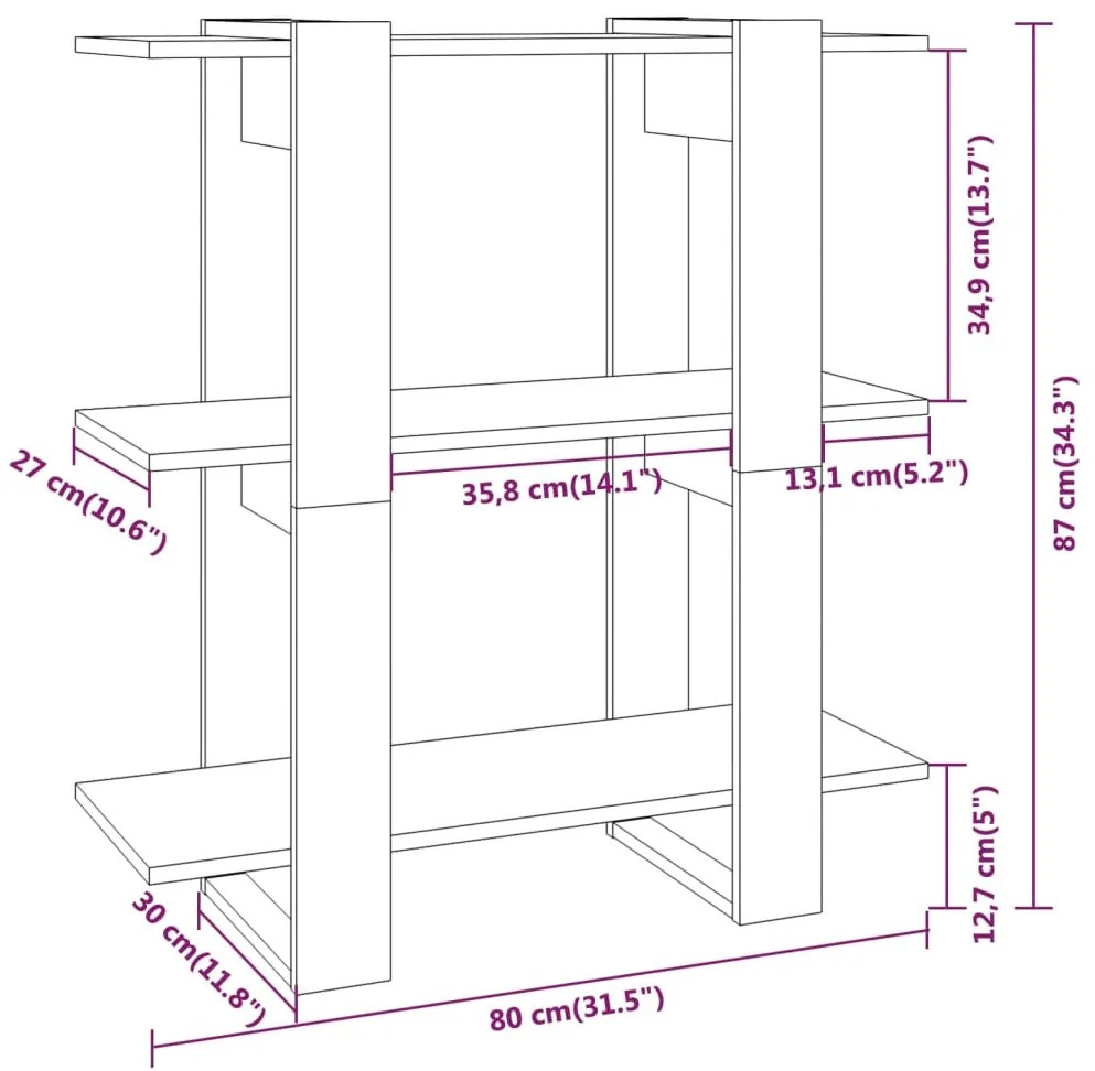 Estante/divisória 80x30x87 cm branco