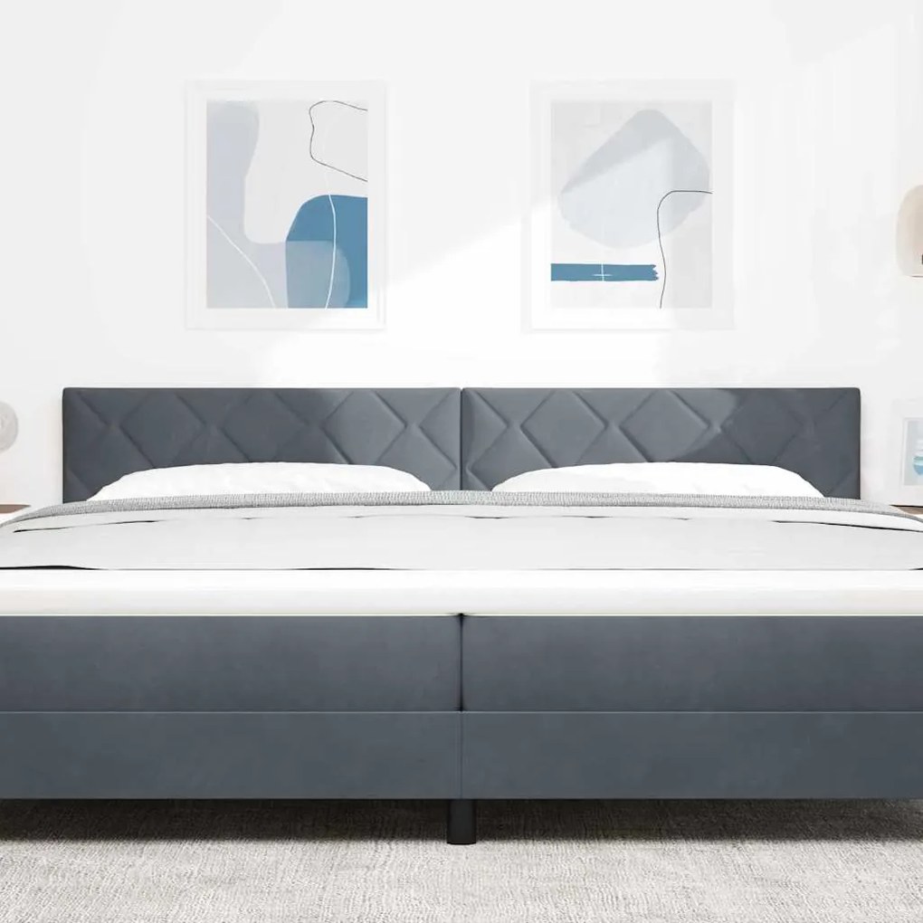 Cabeceira com design de blocos de diamante em cinza escuro, 200 cm, de