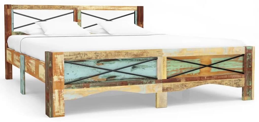 Estrutura de cama madeira recuperada maciça 160x200 cm