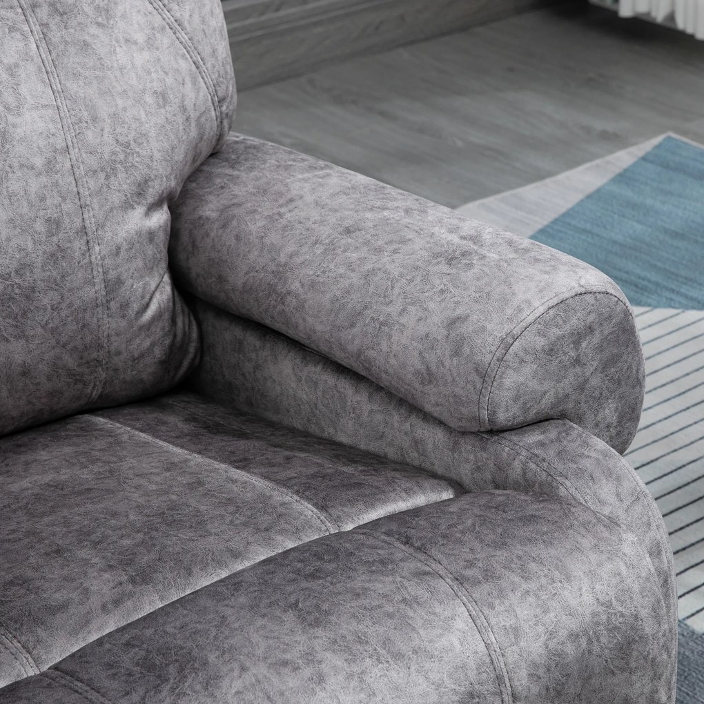 Poltrona Relax Reclinável com Apoio para os Pés Retrátil Encosto Alto Bolso Lateral Acolchoado Grosso 88x91x108 cm Cinzento