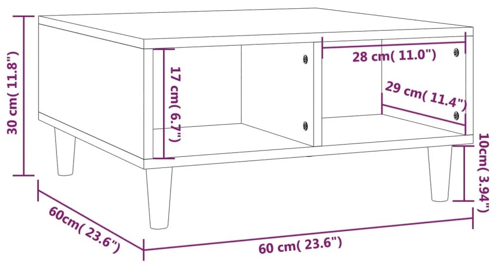 Mesa de centro 60x60x30 cm aglomerado cor carvalho castanho