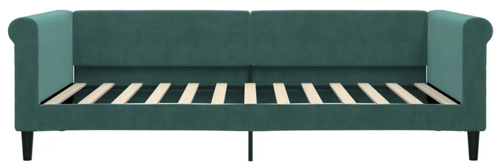 Sofá-cama com gavetão 100x200 cm veludo verde-escuro