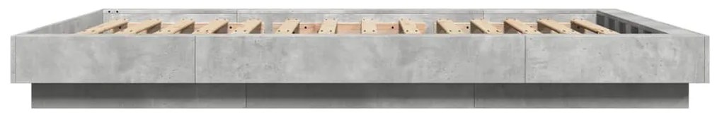 Estrutura cama c/ luzes LED derivados de madeira cinza cimento