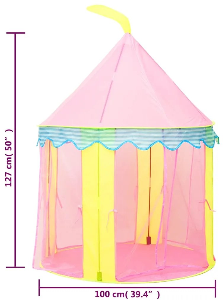 Tenda de brincar infantil 100x100x127 cm rosa