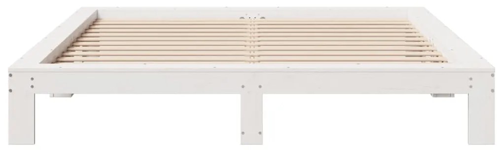 Cama sem colchão 200x200 cm madeira de pinho maciça branco