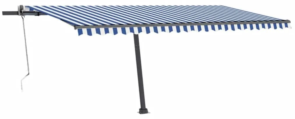 Toldo automático LED e sensor de vento 500x300 cm azul e branco