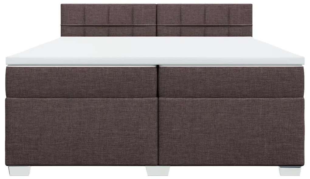 Cama com molas/colchão 200x200 cm tecido castanho-escuro