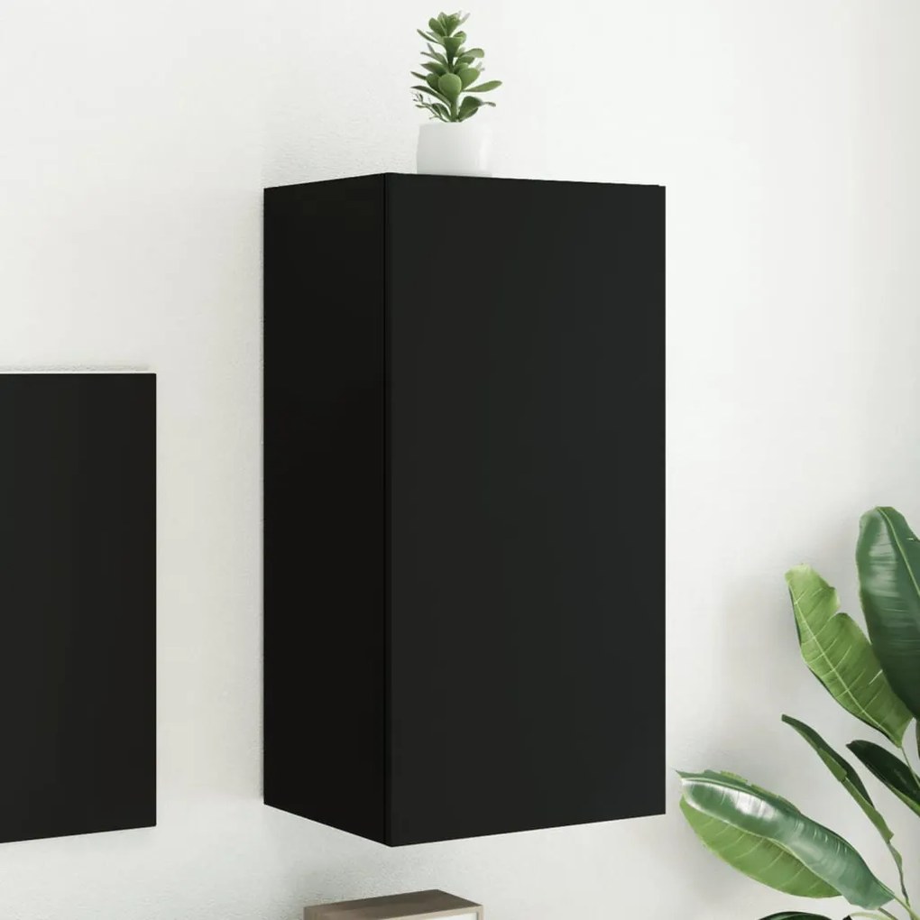 vidaXL Móvel de parede para TV com luzes LED 40,5x35x80 cm preto