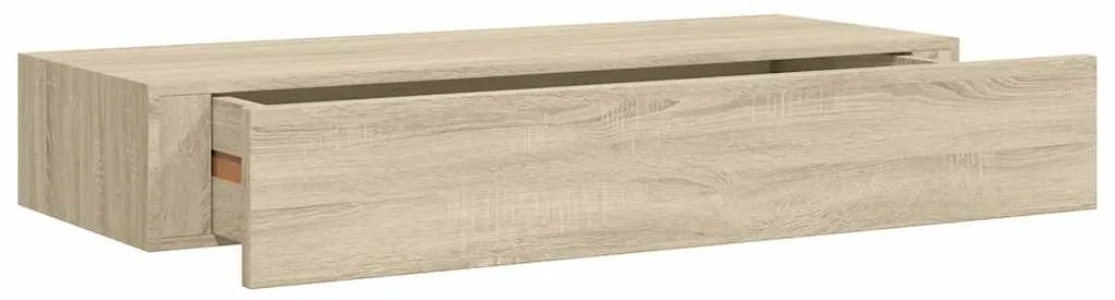 Prateleiras parede c/ gavetas 2 pcs MDF 60x23,5x10 cm carvalho