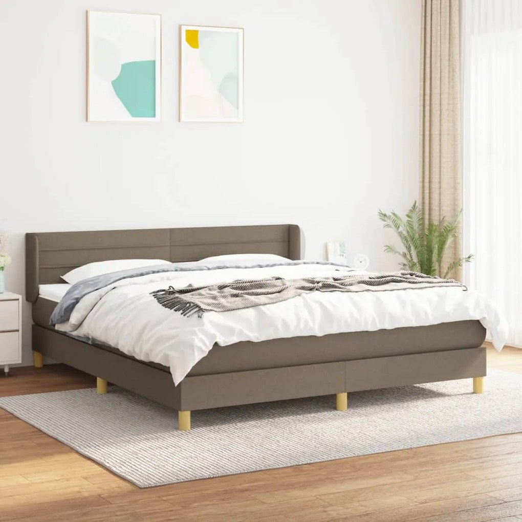 vidaXL Cama com molas/colchão 160x200 cm tecido castanho-acinzentado