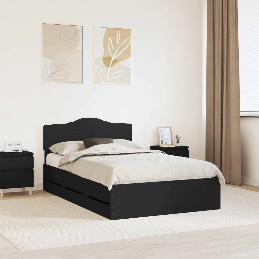 vidaXL Estrutura da Cama Preto 120 x 200 cm Madeira de Engenharia