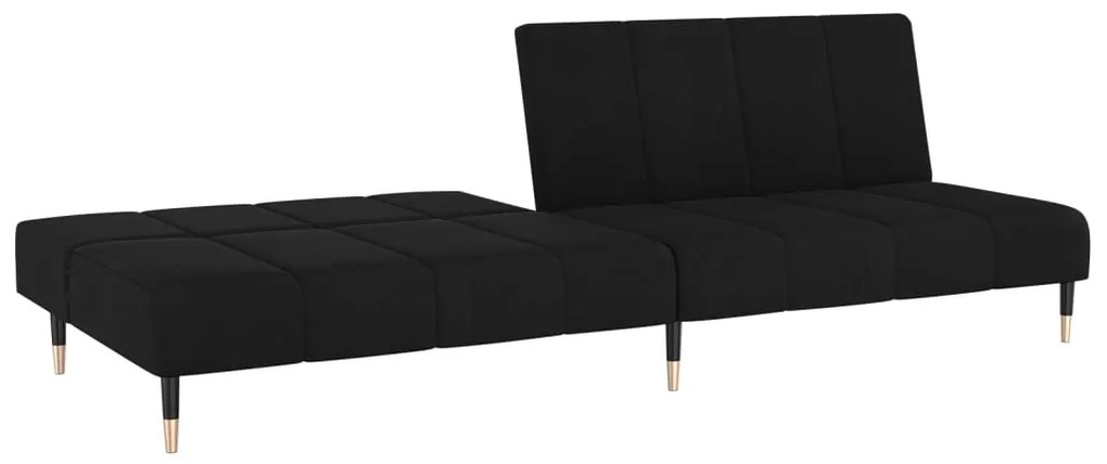 Sofá-cama de 2 lugares veludo preto