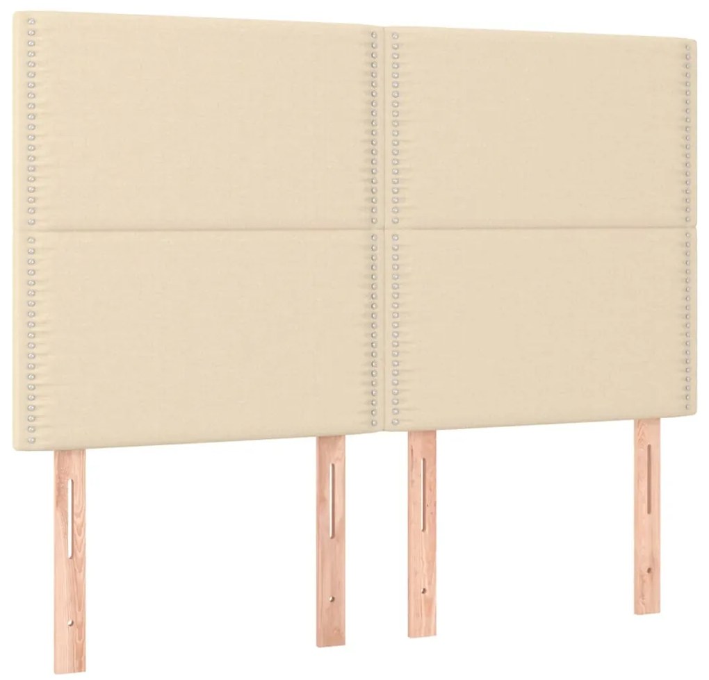 Estrutura de cama sem colchão 140x190 cm tecido cor creme