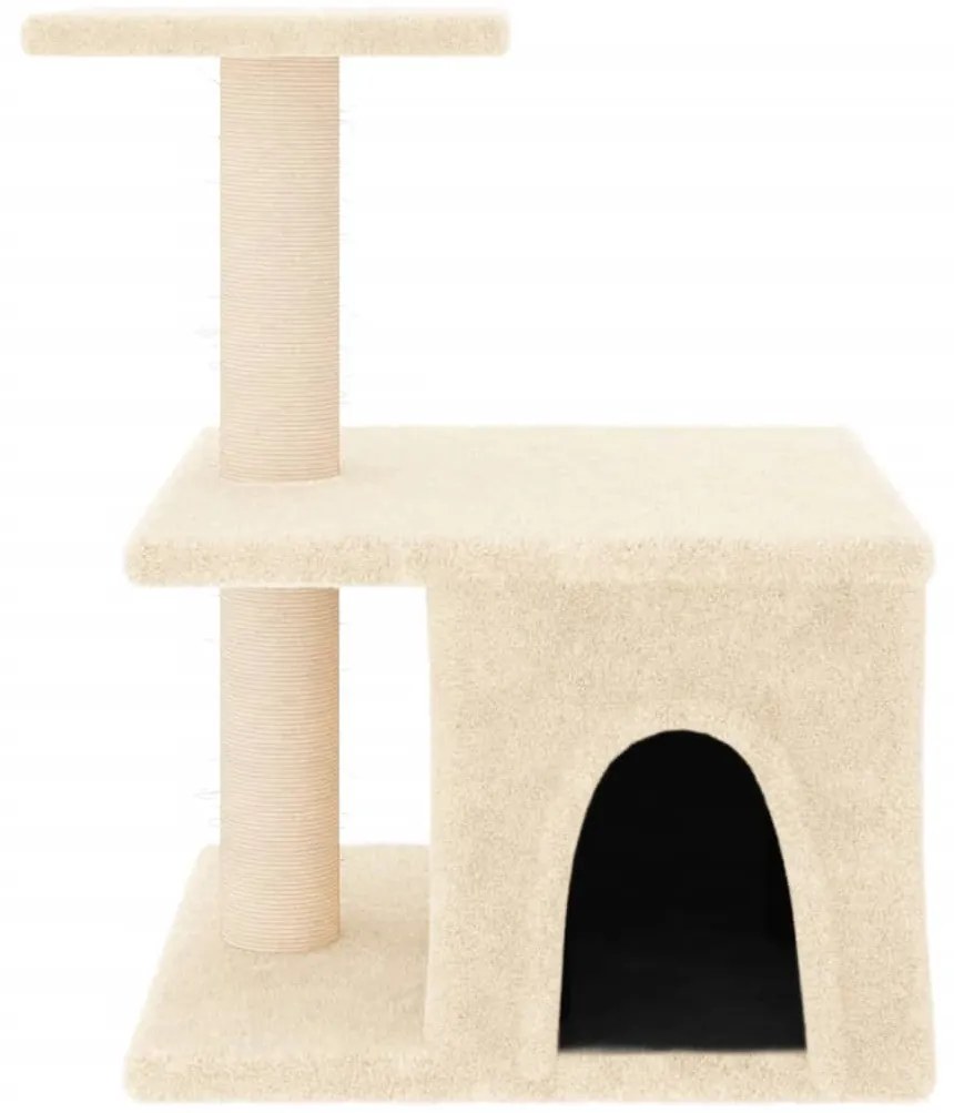 Árvore para gatos c/ postes arranhadores sisal 48 cm cor creme