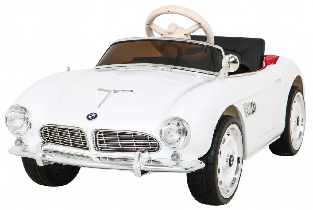 Carro elétrico para Crianças 12V BMW 507 Retro Rodas Eva, Assento de couro Branco