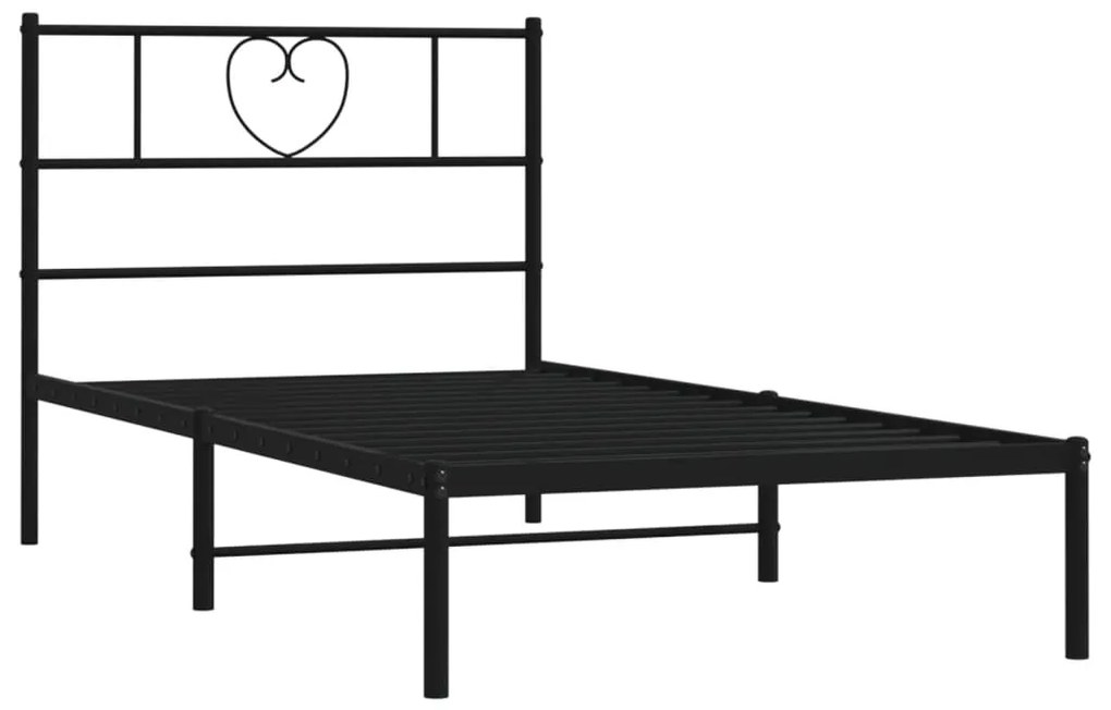 Estrutura de cama com cabeceira 90x190 cm metal preto