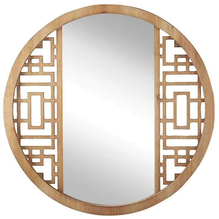 Espelho de parede com moldura castanho claro ⌀ 60 cm FIRMINY Beliani