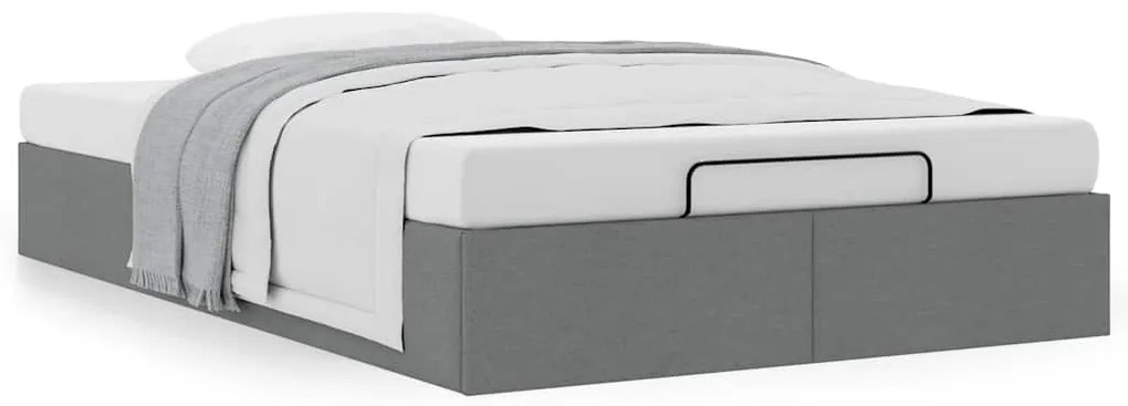 Estrutura de cama otomana sem colchão cinza escuro tecido