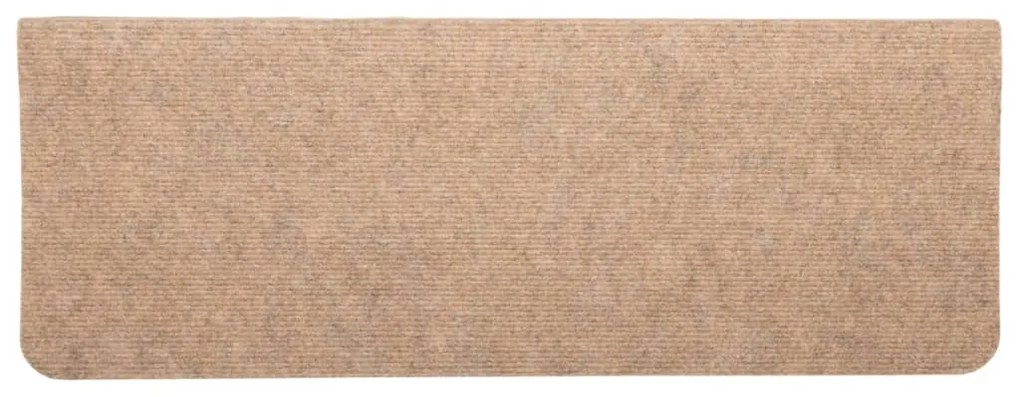 Tapetes de escada autoadesivos 15 pcs 65x24,5x3,5 cm bege