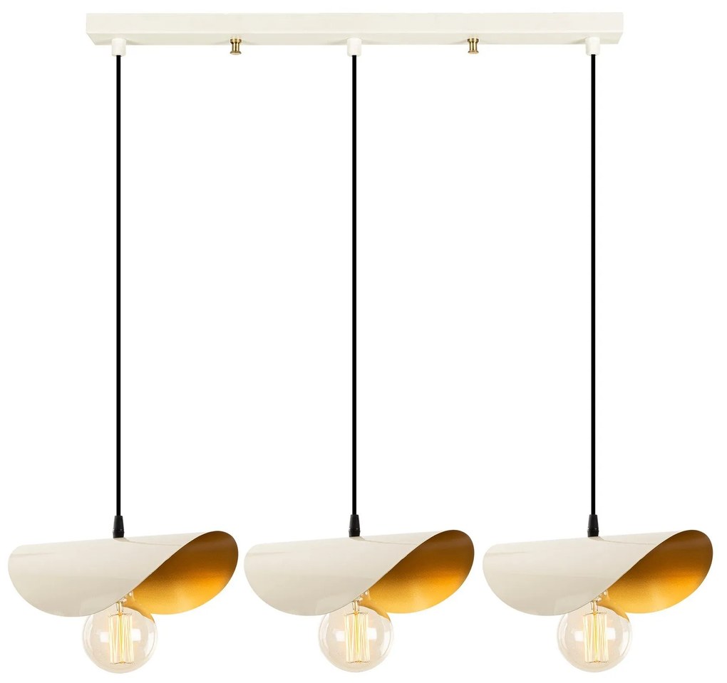 Chandelier Sivani – Branco e Dourado – 80 x 17 cm