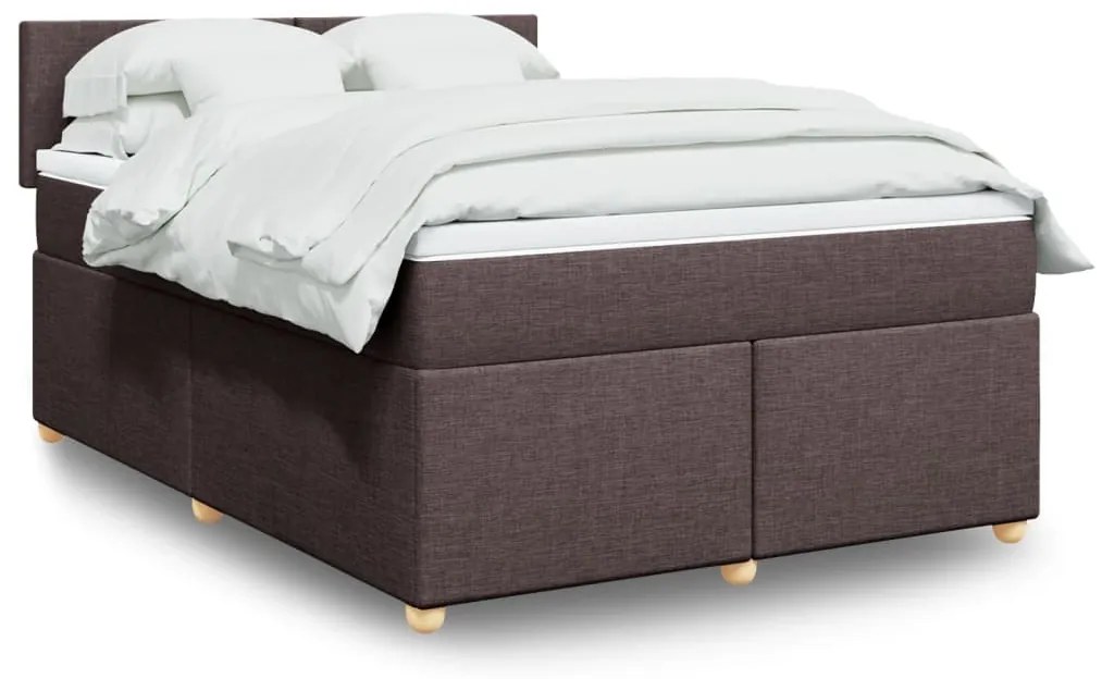 vidaXL Cama com molas/colchão 160x200 cm tecido castanho-escuro