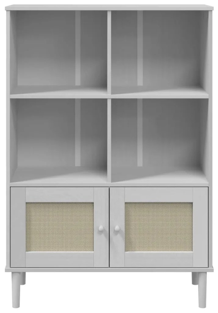 Estante SENJA aspeto de vime 90x35x130 cm pinho maciço branco