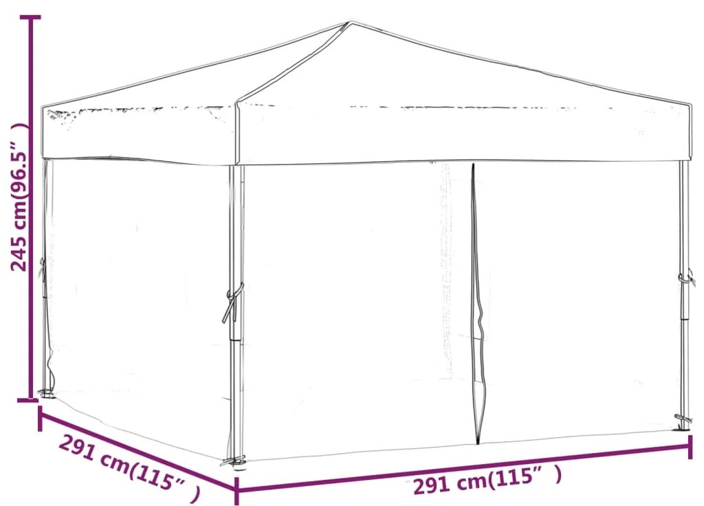 Tenda para festas dobrável com paredes laterais 3x3 m antracite