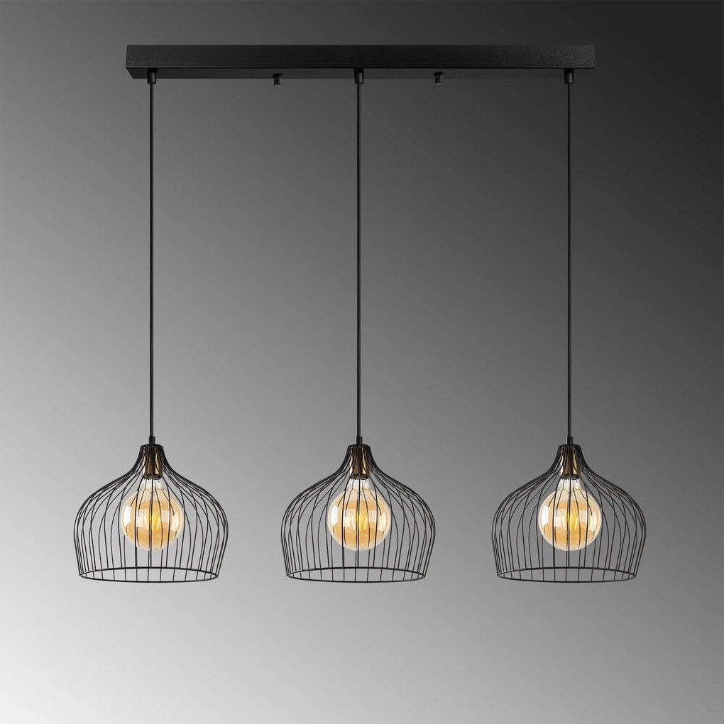 Chandelier Bek – Preto Antigo – 100 x 30 x 41-121 cm