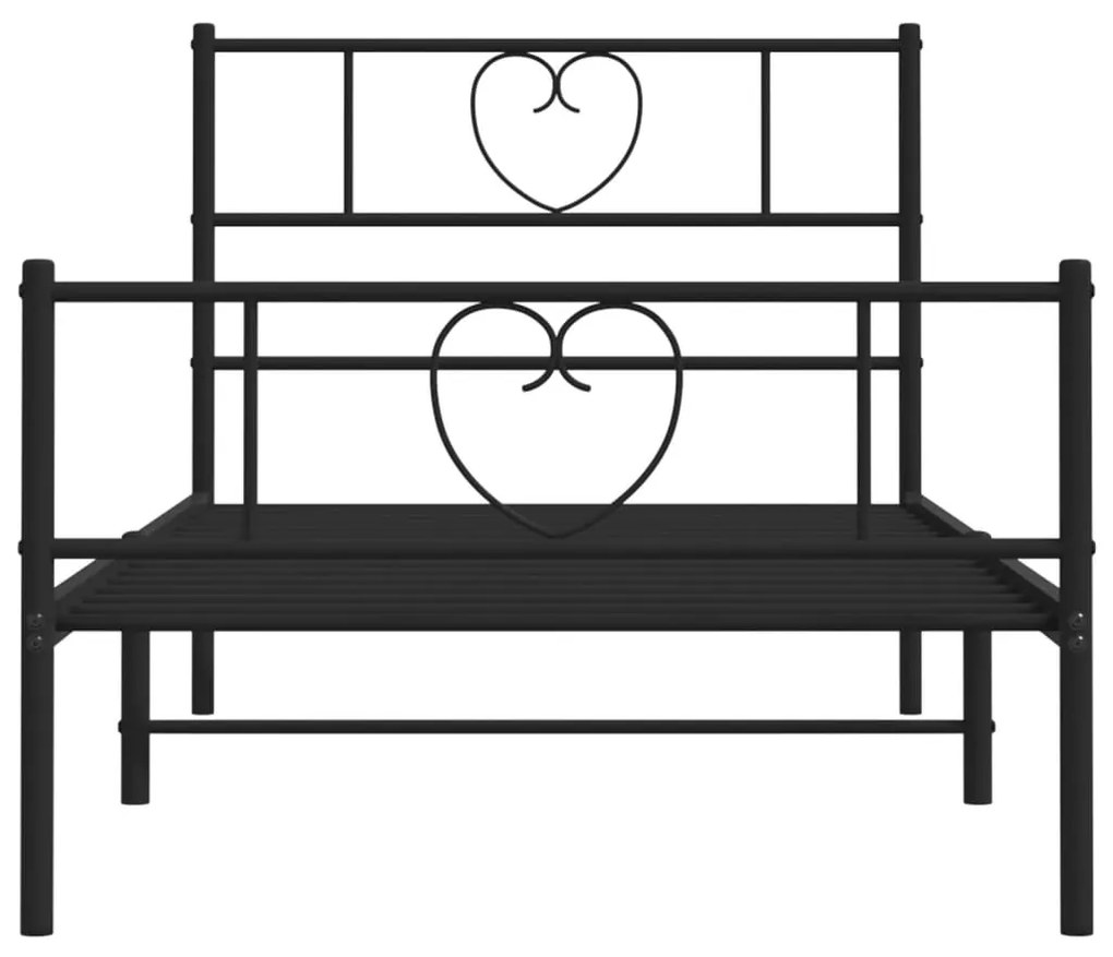 Estrutura de cama com cabeceira e pés 75x190 cm metal preto