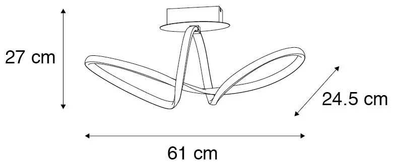 Luminária de teto preto 61 cm 3 níveis regulável incl. LED - Viola Due Design